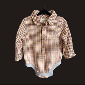 Me & Henry Plaid Button-down Onesie 6-9 Months NWT